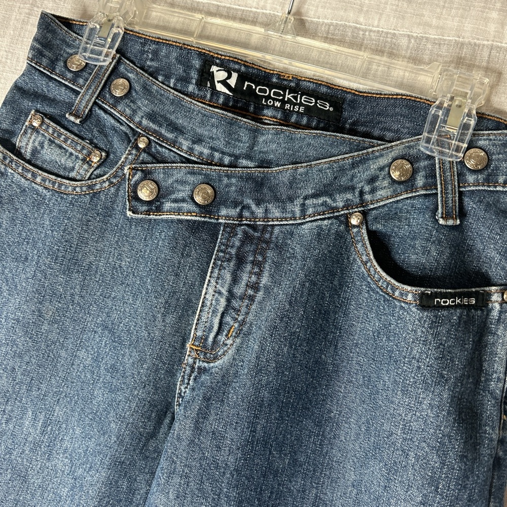 Rockies Criss Cross Detail Low Rise Blue Denim Jeans